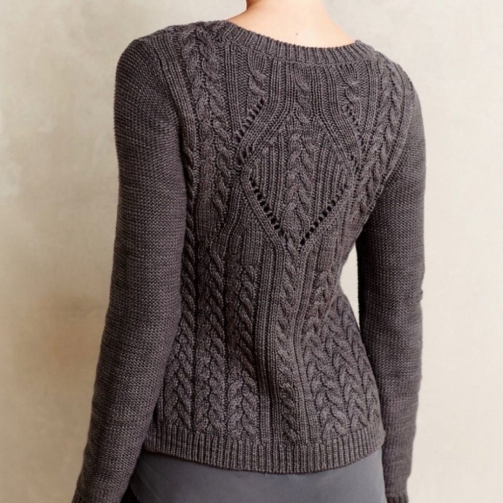 Anthropologie Moth Ella Cable Knit Layered Sweater Gray XS